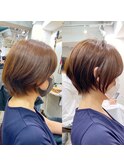 30代40代50代・大人ショートボブ・白髪ぼかし・小顔カットBISA