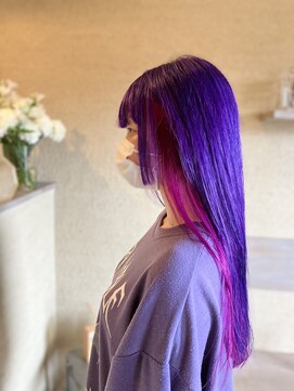 ワンネスヘアーサロン(oneness hair salon) 鮮やかパープルピンクミックスカラー