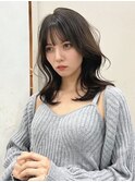 髪質改善＊暗髪ウェーブミディアムウルフ＊美髪【Zina難波】