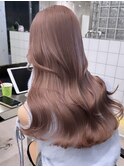 ミルクティーピンクアッシュベージュダブルカラー顔周りレイヤー