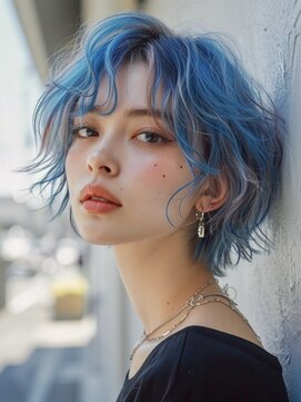 レヴ 草加店(LEV.) イメチェン　外はね　ボブ　美髪　ワイドバング　ブルーブラック