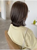 【深みグレージュカラー】外ハネミディアムボブ延岡美容室シロ