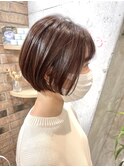 ミニボブ コンパクトボブ シースルーバング　モーブカラー