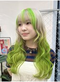 ホワイトミルクティー×黄緑 デザインカラー