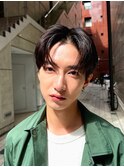 艶センターパートスペインカールブルーブラック韓国マッシュ