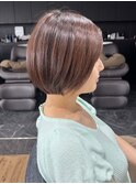 ショートボブ　アッシュブラウン　ベージュ系カラー　30代40代
