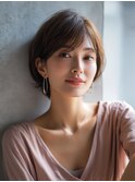 前髪顔まわりカット/外ハネボブ/丸みボブ/ショートボブ