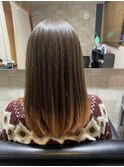 毛先だけの控えめグラデーションオレンジ　