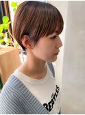 ハンサムショート、ニュアンスパーマ、ハイライト、グレージュ