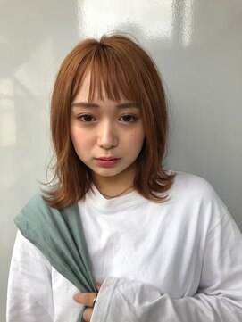 フラミューム たまプラーザ(flammeum) レイヤーボブ×オレンジブラウン【たまプラーザ】