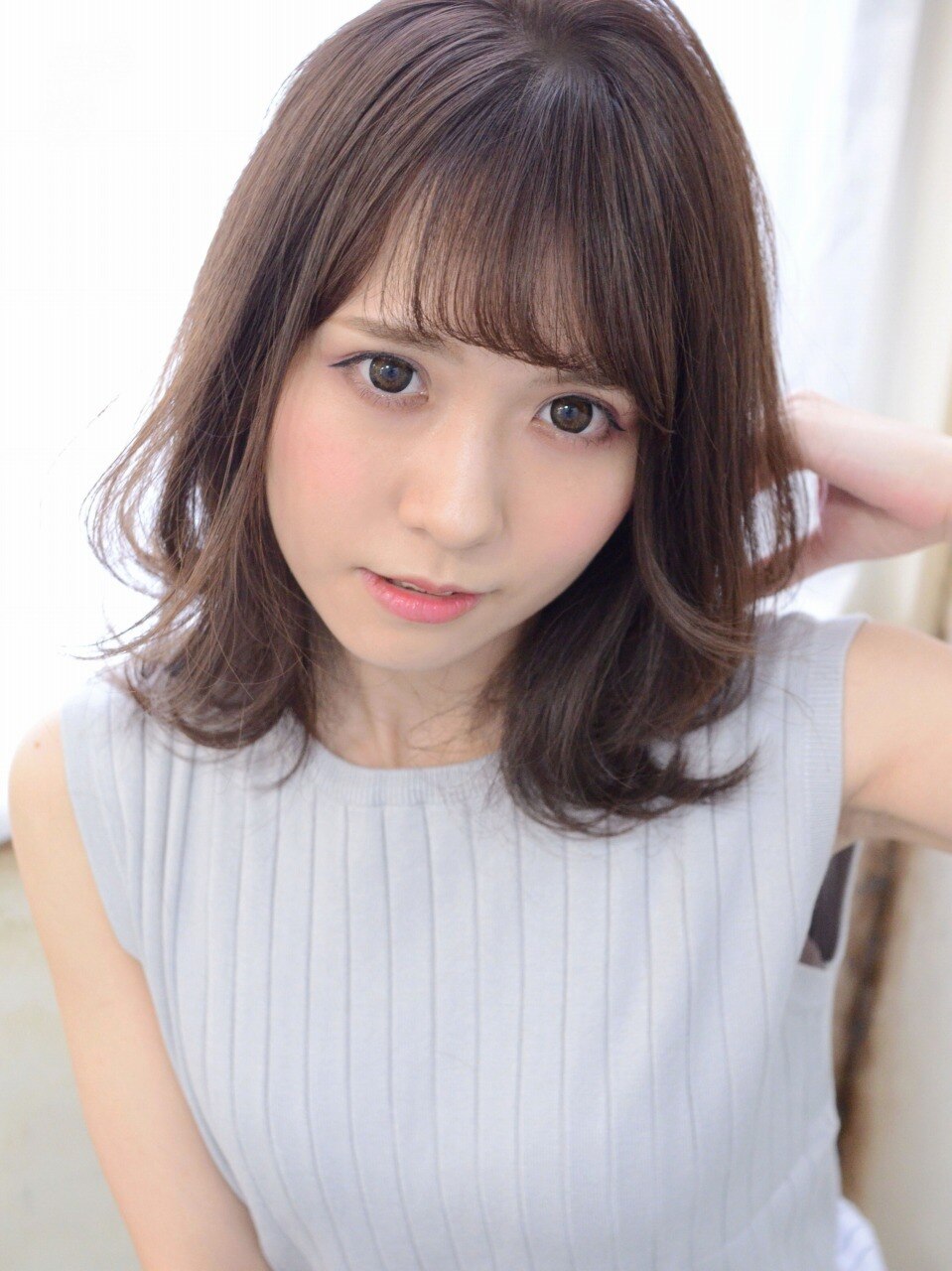 大人可愛いひし形シルエットボブ◇小顔サイドバングが◎：L144548846