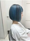 10代20代/アンブレラカラー×ボブ/水色カラー