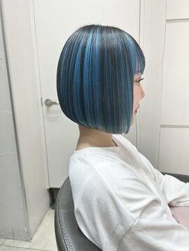 ユーフォリア エヌ 池袋サンシャイン通り店(Euphoria +n) 10代20代/アンブレラカラー×ボブ/水色カラー