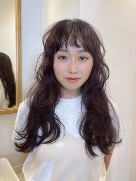 ノットバイベル 大宮(knot by belle) 動きのあるミニバング◎ほんのりピンクのこっくりブラウンカラー