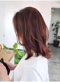レイヤーカット　コーラルピンクカラー