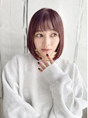 【町田】透明感ピンクレッド×可愛い系ボブ／前髪あり