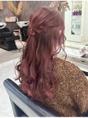 ヘアアレンジ/溝の口/ダブルカラー/チェリーレッド