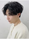 渋谷波巻きスパイラルパーマシャドウパーマメンズマッシュウルフ