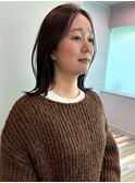 ミディアム 外ハネ センターパート ダークチョコレートブラウン