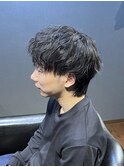 ビジネスマッシュウルフ 刈り上げなし ニュアンスパーマ