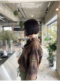 紫髪前下がりシボブ丸みボブ大人可愛い20代30代40代◎