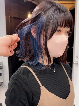 キラ 原宿(KILLA) グレーベージュ_レイヤーロング_インナーカラーイヤリングカラー