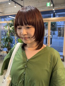 ウッド(uood) 顔まわりカット/オレンジブラウン