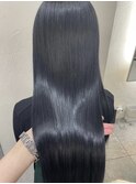 ナチュラルブルーブラック艶感ストレート美肌透明感ブルーカラー