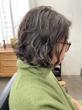 ユノ(juno) 【中目黒】オリーブベージュボブパーマ☆大人ボブウェーブパーマ