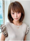 シャギーレイヤーロング韓国ワンホンヘアシースルーぱっつん前髪