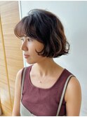 パーマ ボブ ニュアンスパーマ ボブパーマ 前髪 顔まわり