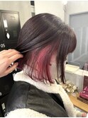 10代20代イヤリングピンク顎ラインボブ