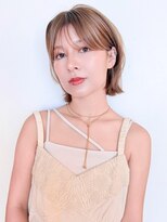 ビーチ(BEACH) 前髪ありショートレイヤーボブミルクブラウンナチュラル縮毛矯正