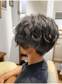 前下がり無造作パーマ