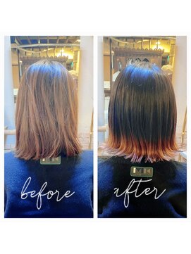 アックスピュア(axe pure) 毛先カラー×外ハネのカジュアルスタイル