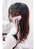 羊ヘア　ハーフアップ