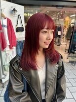 アクアオモテサンドウ(ACQUA omotesando) ☆オレンジレッドカラーブリーチカラーレイヤーカットカシス