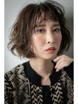 カバーヘア ブリス 上尾西口店(COVER HAIR bliss) ミルクティーアッシュくせ毛風カールボブパーマw上尾30代40代