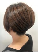 40代50代60代 白髪染めナチュラルブラウン 丸みショート