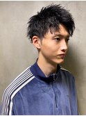 ツイストパーマ　爽やかショートヘア　ハーフアップバング