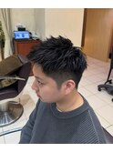 サーフカール フェザーパーマ スパイキーショートブルーブラック