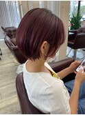 【ショートボブ×ブリーチでピンク紫カラー】