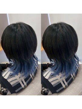 アンチ(ANTI) 【デザインカラー】ブリーチインナー/ウルフカット/ネイビー