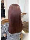 ピンク系ダブルカラー髪質改善トリートメント使用