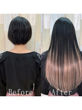 あるじゃんすー 神戸三宮店 ピンクベージュグラ#シールエクステ#ハイライトカラー#神戸