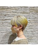 ケアブリーチ/カラー/ベージュ/イエロー/ショート/カラー/小顔