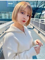 ロンド シャルム 吉祥寺(Lond charme) ブリーチベージュカラー前髪ぱつっとボブ