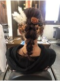 ヘアセットポニーテール編みおろし