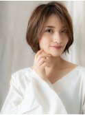 かきあげバングカーキベージュ小顔ショートボブY北浦和20代30代