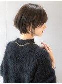 ショートボブ/小顔カット/耳掛けショート/グレージュカラー